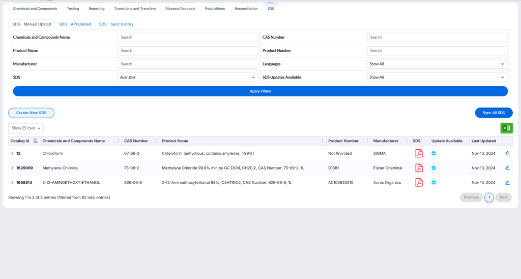 SafetyStratus SDS catalog in their CMS system.