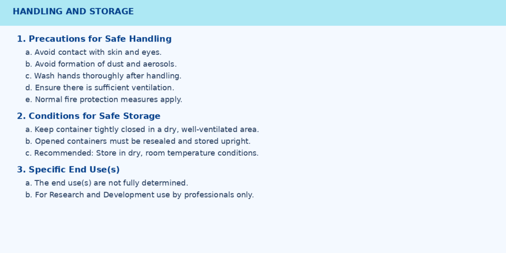 Handling and Storage